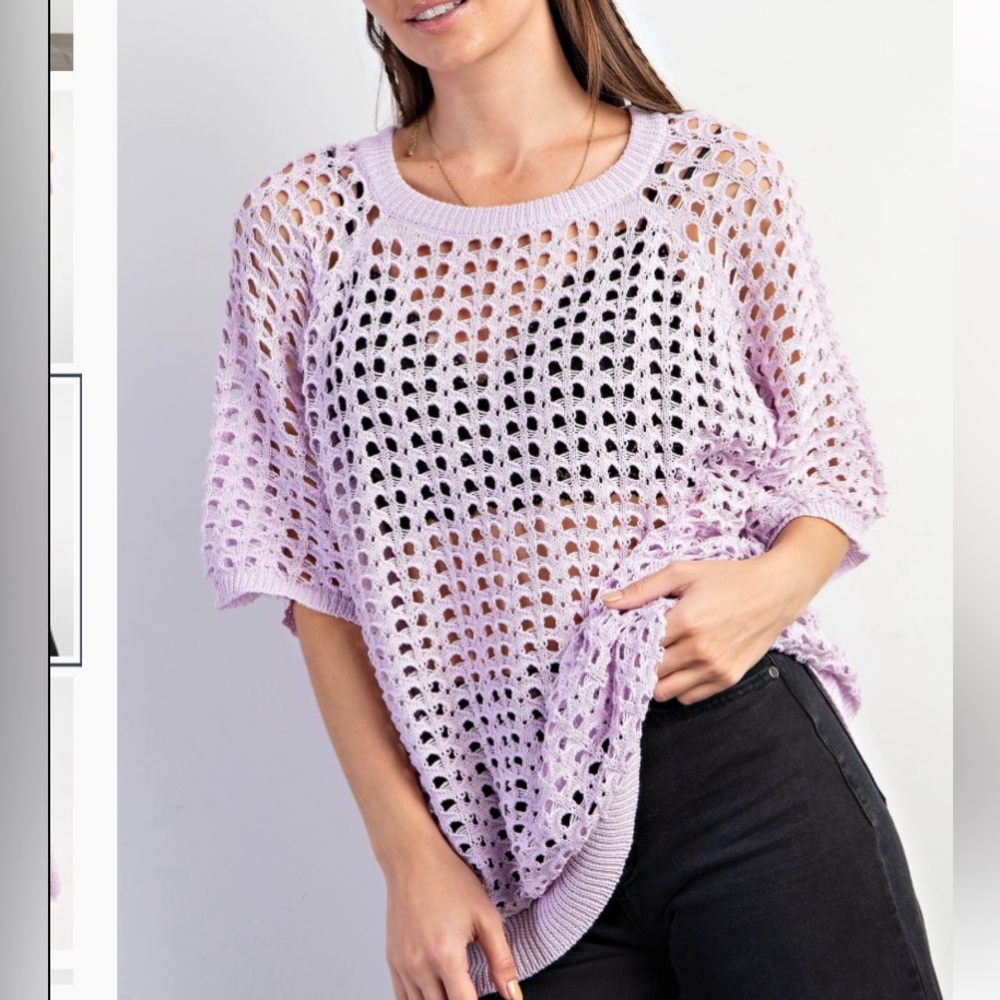 Easel Lavender Open-Knit Women's Sweater